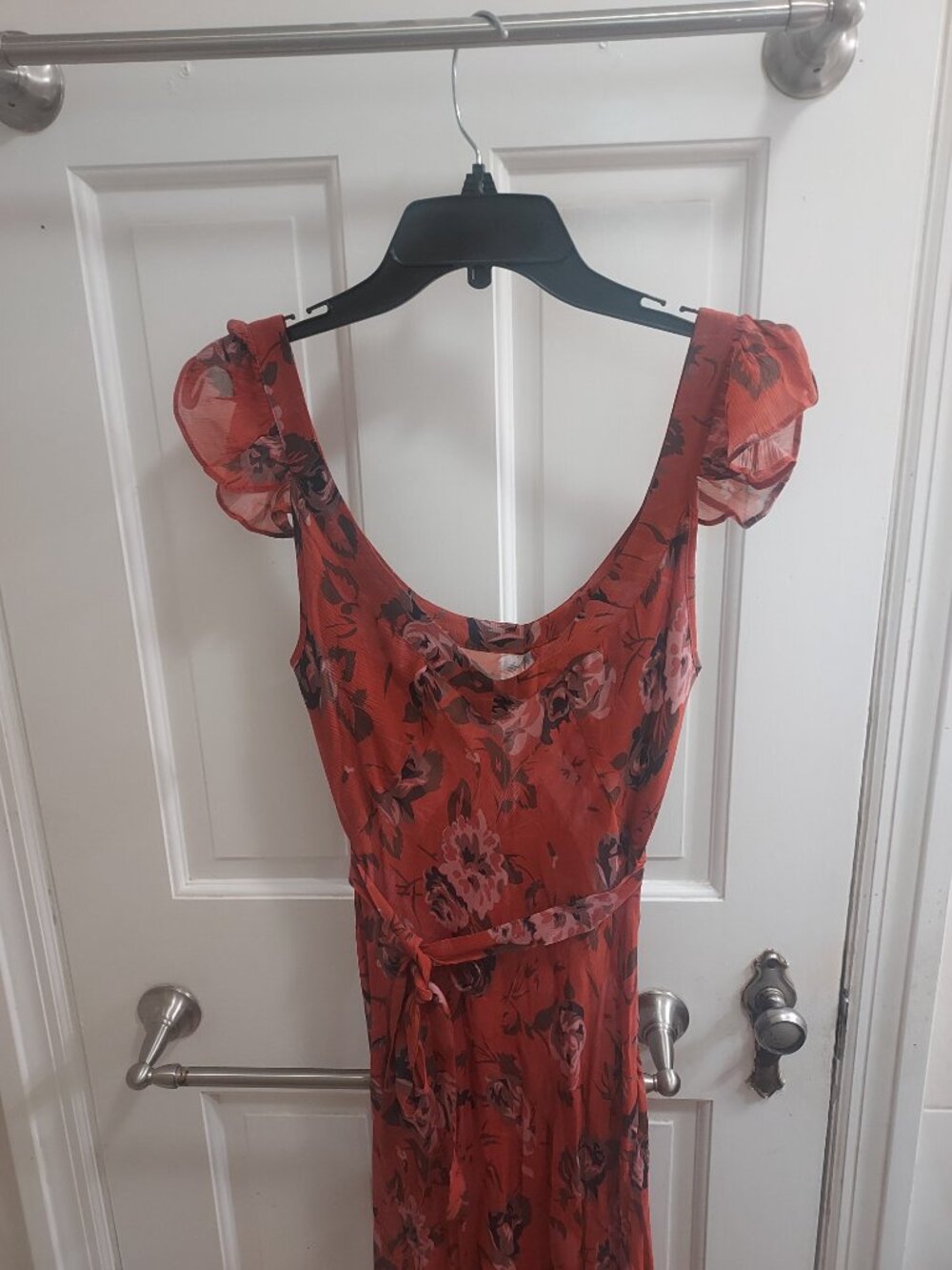 Realisation Par Lila Rosa Orange Red Maxi Floral Sleeveless Scoop Neck Dress - Picture 8 of 10